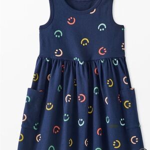 NEW! Hanna Andersson Navy Dress with Colorful Smiley Faces